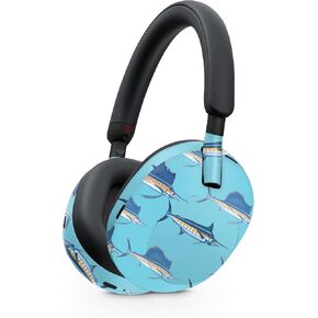 Maysyskins الجلد متوافق مع سماعات Sony WH -1000XM5 - الجبال الزرقاء | غلاف الالتفاف الواقي ، الدائم ، والفريد من نوعه | من السهل تطبيق الأنماط وإزالتها وتغييرها