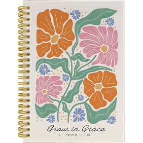 مجلة Boho Floral Christian Notebook Journal ، تنمو في النعمة 1 بطرس 3:18 مجلة الكتاب المقدس للنساء ، مجلة الصلاة ، دفاتر الكتاب المقدس لأخذ الملاحظات ، دفتر ملاحظات 5.5x8.3 مع 164 صفحة
