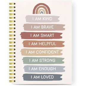 Motivational Quote Spiral Notebook,Boho Rainbow I Am Kind Lined Notebook Hardcover,College Ruled Notebook Journal for Writing,Inspirational Gifts for Kids Student,5.5x8.3