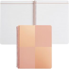 Erin Condren 7x9 أحادي اللون دفتر حلزوني ، تصميم مبطن مع 80 رطل. ورقة ، غلاف كلاسيكي من الذهب الوردي ، دفتر ملاحظات مبطن ، ملف ملون