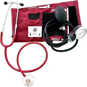 EMI Black # 300 Deluxe Aneroid Sphygmomanometer Blood Pressure Monitor Set with Adult Cuff and Carrying Case and Includes Basic Stethoscope