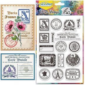 CHGCRAFT France Postage Postmark Clear Stamps Silicone Transparent Stamp Silicone Stamps Seals for DIY Scrapbooking Journaling Photo Album Decorative Card Making