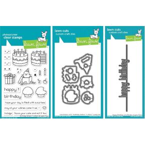 Lawn Fawn - Birthday Changer Bundle - Birthday Before 'n After Clear Stamp and Die Sets with Happy Birthday Line Border Die - 3 Items