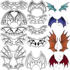 Craspire Halloween Demons Wing Clear Rubber Stamps Evil Devil Bat Wings Vintage Vintage Resparent Silicone Stamp Seals for Diy Scrapbooking Photo Abrum