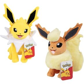 Pokemon 8 "Jolteon & Flareon Plush 2 -Pack - جيل 1 أرقام Eevee Evolution - لعبة حيوانية محشوة رسميًا - هدية للأطفال ، الأولاد ، الفتيات - 2+