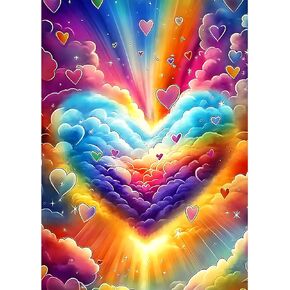Ceovr Rainbow Heart Diamond Painting Kits للبالغين ، ونقاط فن الماس الملونة 5D Clow Drill DIY GEM ART ، و ATTLA CARFS KITS ARTS و GROOND DECORT for Home Office 12x16in