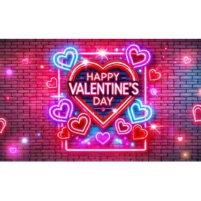 Happy Valentine's Day Banner 71x43in Valentines Day Backdrop Colorful Red Love Heart Balloon Ribbon Party Decorations Photography Romantic Banner Valentine Party Wedding Decor