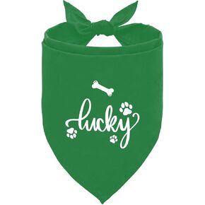 Lucky Dog Bandana, Green Dog Bandana, Pet Dog Triangle Scarf, Pet Scarf, Gift for Dog Lover, Pet Dog Scarf Accessories, Suitable for Girls or Boys Small and Medium Dogs Cats Pets (F32)