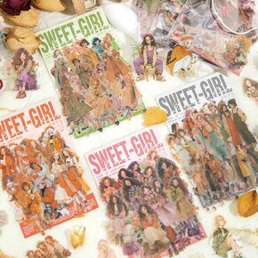 240pcs girl scrapbook ملصقات 4 أنماط ملصقات kawaii مجموعة الشخصية ملصقات جمالية لمستلزمات المجلات غير المرغوب
