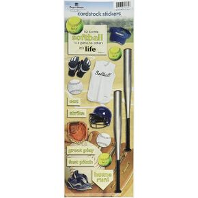 Paper House Productions STCX-0073E Sports Cardstock Stickers, Softball (6-Pack)