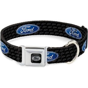 Buckle-Down Seatbelt Buckle Dog Collar - Ford Oval w/Text - 1" Wide - Fits 15-26" Neck - Large