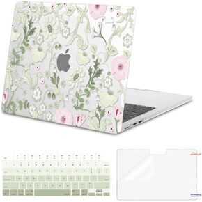 MOSISO Compatible with MacBook Air 13 inch Case 2025 2024 2023 2022 M4 A3240 M3 A3113 M2 A2681, Plastic Hard Shell&Keyboard Cover&Screen Protector for MacBook Air 13.6 inch Case, Morning Glory Flowers
