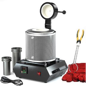 Gold Smelting Furnace Kit, 2100℉ PID Electric Gold Melting Furnace, Anti-Scald Rapid Smelter Kiln for Gold Silver Copper Aluminum Metal Casting Refining Jewelry Making, 3kg + 1kg Crucibles