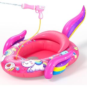 Unicorn Kids Pool Floats with Water Gun, Toddler Inflatable Pool Toys for Kids 3-8 Years Old, Summer Outdoor Water, Beach, Swimming Pool Toy Gifts for Girls and Kid