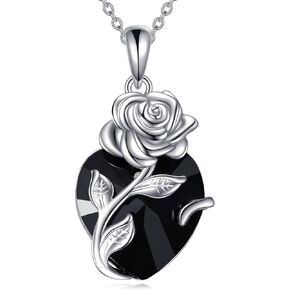 AOBOCO Sterling Silver Heart Urn Necklace for Ashes Womens Rose Cremation Jewelry
