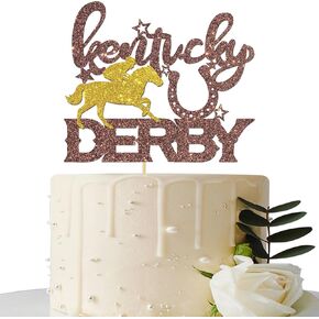 Kent*cky derby cake topper ، سباق الحصان ، موضوع عيد ميلاد حفلة كعكة - غرب مهرجان المكسيكي الأولاد رجال ديربي يوم عيد ميلاد الكعك اللوازم البني اللامع