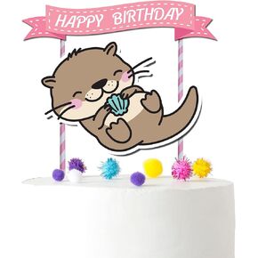 Otter Cake Topper for Kids | Cute Sea Otters Birthday Party Supplies | Sea Otters Theme Birthday Decoration