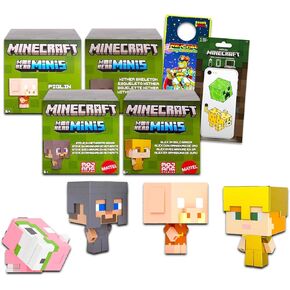 Minecraft Cake Toppers 4 Pack - حزمة مع 4 شخصيات صغيرة للحفلات وأعياد الميلاد والأحداث بالإضافة إلى المزيد | زخارف حفلات Minecraft للأطفال (قد تختلف مجموعة متنوعة)