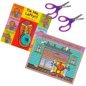 Left-handed 4 Piece Learn to Tie, & Activity Book, 2 Pair Scissors (Blue)