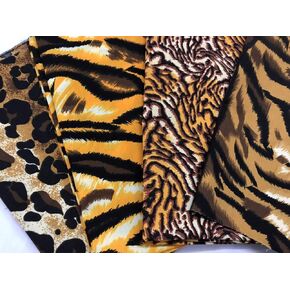 AMORNPHAN Set of 4 Tiger Leopard Animal Pattern Printed Cotton Quilting Fabric Bundle for Patchwork Needlework DIY Handmade Sewing Crafting Scrapbooking Precut 18 x 22 Inches (Set of 4 Pieces)
