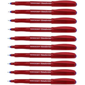 Manuscript Blue Handwriting Pens Ergonomic Washable Ink - Pack 10 in Kuwait