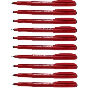 Manuscript Blue Handwriting Pens Ergonomic Washable Ink - Pack 10