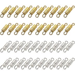 40pcs 4x14mm نوع المسمار المشابك براميل المسمار المسمار المسمار مشبكات الحبل نهاية الموصل المسمار لتصنيع سوار المجوهرات DIY (الذهب+الفضة)