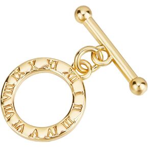 Beebeecraft 1 Box 10pcs Real 18K Gold Plated Clasp Clasp Clasp Round OT Toglace Netclace Clasp Clasp Buckle T-Bar Closure Rink for Jewelry Making Pendants Bracelets