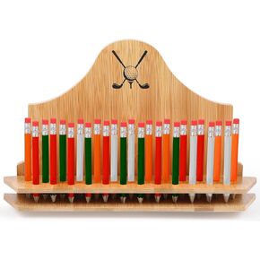 Geelin Day's Day Gift Gift Golf Pencil Display Case Bamboo Wall Golf Pency Holder Storage ، ويحمل 25 أقلامًا لمكتب Home Office Dad Grandpa HomeS (Holder Only)