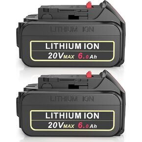 20V 6.0Ah Li-ion Battery Replace for Dewalt 20V Battery, 20V 6.0Ah High Capacity Compatible with Dewalt 20V Battery DCB206 DCB201 DCB200, for Dewalt 20V DCF DCD DCG Series Power Tools