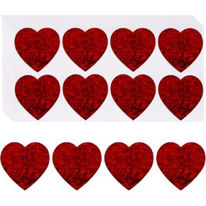 Meccanixity 400 PCS ملصقات القلب الأحمر 1.5 بوصة على شكل قلب على شكل قلب ملصقات ملصقات ملصقات لذيذة لذيذة لمغلف الزفاف في عيد الحب (50 ورقة ، 8 ملصقات لكل ورقة)