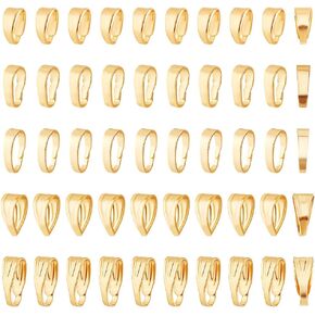 ph pandahall 100pcs 14k الذهب مطلي قلادة الموصلات الكفالة بكفالة قرصة المشبك بكفالة ، 5 أنماط النحاس النحاس على المشابك قلادة القلادة لقلادة صنع المجوهرات