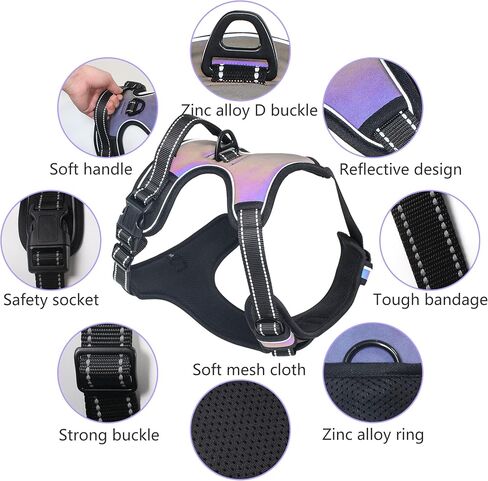 Dog Harness for Small Medium Large Dogs Puppy No Pull Easy Put on, Reflective Soft Dog Vest Harnesses with Handle Step In, Adjustable Pet Harness No Escape Choke for Walking Training Service in Saudi Arabia