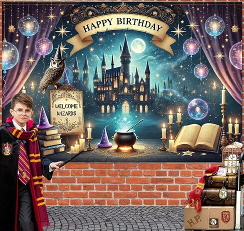 Wizard Happy Birthday Banner Wizard Happy Birthday Backdrop 6x4ft Wizard Party Decorations Magical Birthday Decorations Magical Party Decorations Wizard Backdrop Wizard Props for Room Decorations in Saudi Arabia