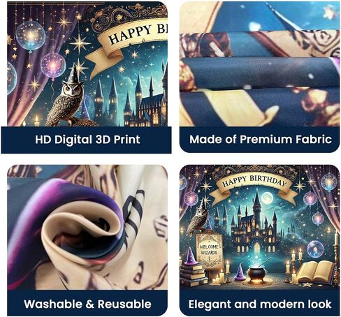Wizard Happy Birthday Banner Wizard Happy Birthday Backdrop 6x4ft Wizard Party Decorations Magical Birthday Decorations Magical Party Decorations Wizard Backdrop Wizard Props for Room Decorations in Saudi Arabia