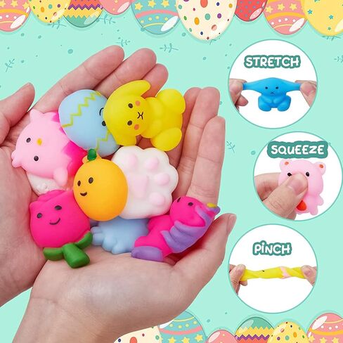 24 PCS Easter Eggs Filled with Squishy Toys, Easter Basket Stuffers for Toddler Boys Girls, Plastic Easter Eggs Filler Kawaii Stuff Squishy Easter Gifts for Kids, Easter Egg Hunt Party Favor in Kuwait