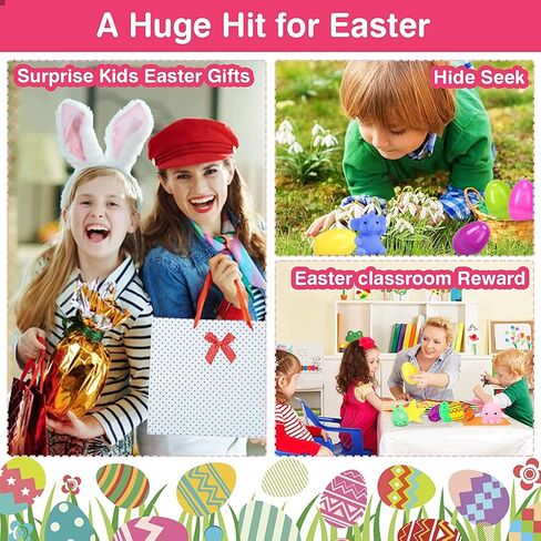 24 PCS Easter Eggs Filled with Squishy Toys, Easter Basket Stuffers for Toddler Boys Girls, Plastic Easter Eggs Filler Kawaii Stuff Squishy Easter Gifts for Kids, Easter Egg Hunt Party Favor in Kuwait