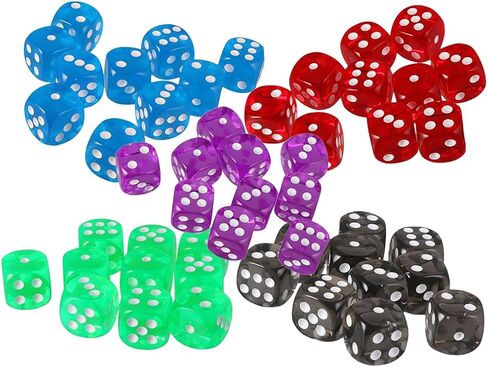 50pcs dice polyhedral dice d6 dice 16mm acrylic dice dice for rpg mtg dnd dice table games (color 1) in Kuwait