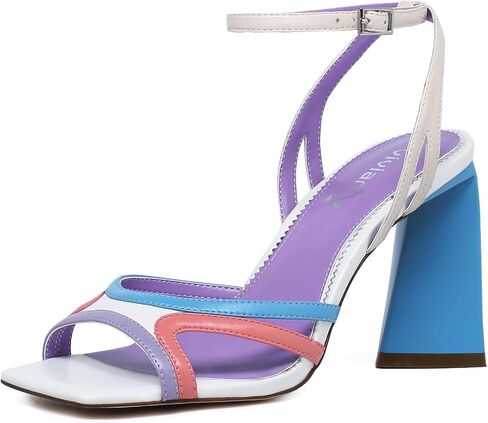 vivianly Womens Sandals Square Open Toe Chunky High Heel Strappy Ankle Strap Heels Sandals for Women Cute Party Work Shoes in Saudi Arabia