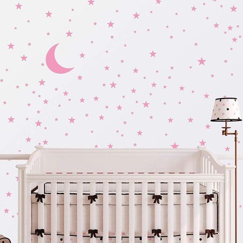 Allazone Moon and Stars Wall Decal Vinyl Sticker, Removable Vinyl Wall Stickers for Baby Room, DIY Wall Decoration, Home Decoration (White) in Kuwait
