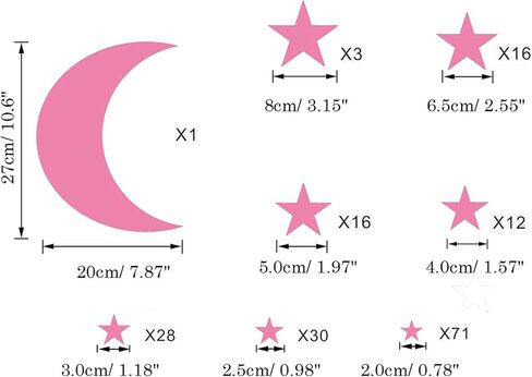 Allazone Moon and Stars Wall Decal Vinyl Sticker, Removable Vinyl Wall Stickers for Baby Room, DIY Wall Decoration, Home Decoration (White) in Kuwait