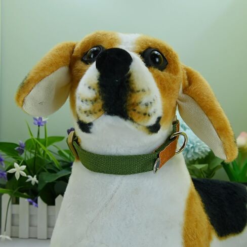 Fashion 2 Pieces Soft Polyester Cotton Dog Collar Puppy Collar with Expanding Small D-Ring Design for Medium Dogs Large Dogs - GreenBrown - M in Saudi Arabia