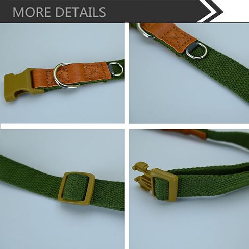 Fashion 2 Pieces Soft Polyester Cotton Dog Collar Puppy Collar with Expanding Small D-Ring Design for Medium Dogs Large Dogs - GreenBrown - M in Saudi Arabia