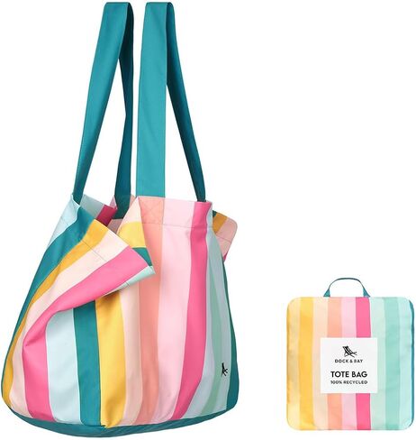 Dock & Bay Everyday Beach Tote Bag - Reusable Carrier Bag for Daily Use - Carries Up to 10kg - 100% Recycled Materials in Kuwait