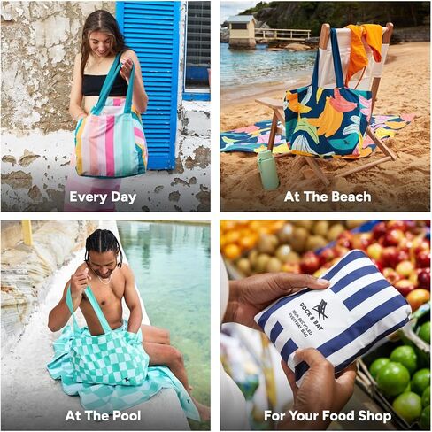 Dock & Bay Everyday Beach Tote Bag - Reusable Carrier Bag for Daily Use - Carries Up to 10kg - 100% Recycled Materials in Kuwait