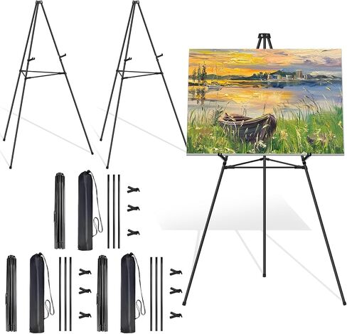 Easel Stand for Sign Picture Stands for Display, Portable Photo Stand Floor Standing Tripod Black Easel, Welcome Board Stand for Wedding, Poster, Supports 10 pounds in Kuwait