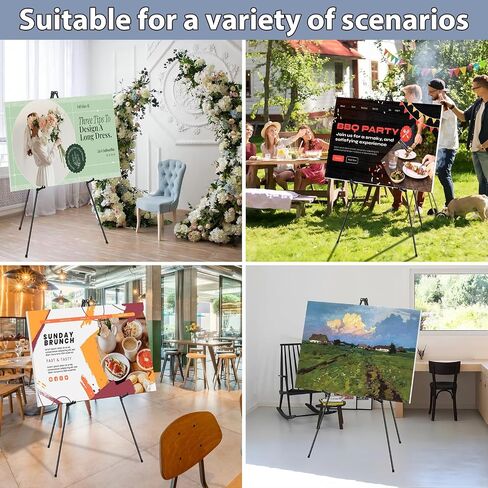 Easel Stand for Sign Picture Stands for Display, Portable Photo Stand Floor Standing Tripod Black Easel, Welcome Board Stand for Wedding, Poster, Supports 10 pounds in Kuwait