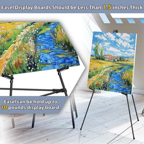 Easel Stand for Sign Picture Stands for Display, Portable Photo Stand Floor Standing Tripod Black Easel, Welcome Board Stand for Wedding, Poster, Supports 10 pounds in Kuwait