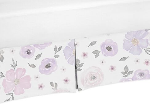 Sweet Jojo Designs Blush Pink Boho Shabby Chic Floral Girl Baby Crib Skirt – Bed Dust Ruffle Bedskirt for Nursery Off White Ivory Bohemian Vintage Watercolor Flower Elegant Pastel Light Fringe Tassel in Kuwait