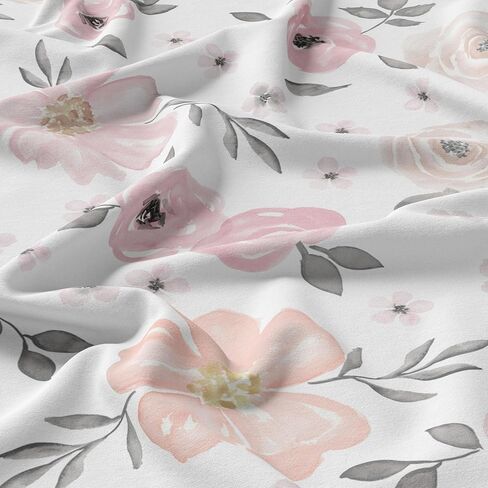Sweet Jojo Designs Blush Pink Boho Shabby Chic Floral Girl Baby Crib Skirt – Bed Dust Ruffle Bedskirt for Nursery Off White Ivory Bohemian Vintage Watercolor Flower Elegant Pastel Light Fringe Tassel in Kuwait